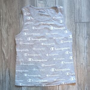 Champion Kids Gray Script Logo Tank Top L